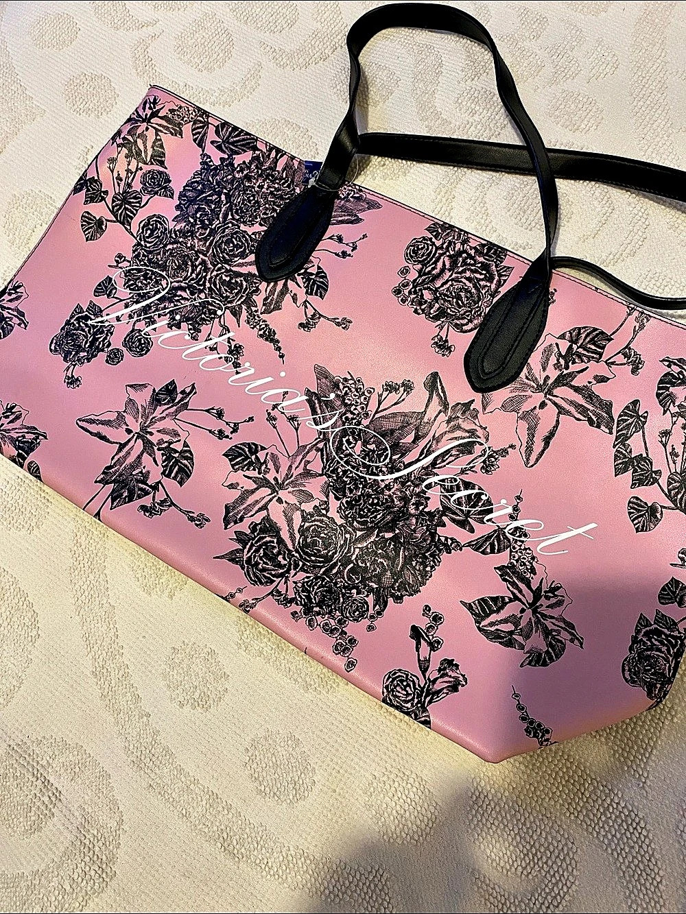 Victoria Secret Floral Tote in Pink & Black Like New
